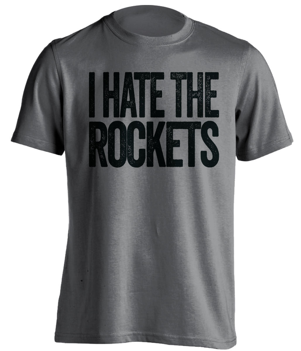 I Hate the Rockets dark grey statement shirt for San Antonio Spurs fans gameday haters tee by Beef Shirts