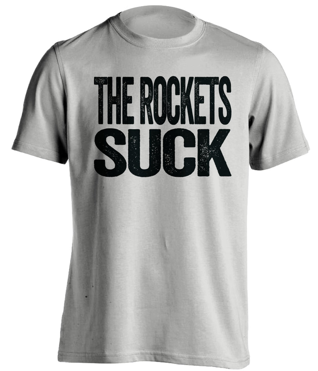 The Rockets Suck light grey statement shirt for San Antonio Spurs fans rivalry tee by Beef Shirts