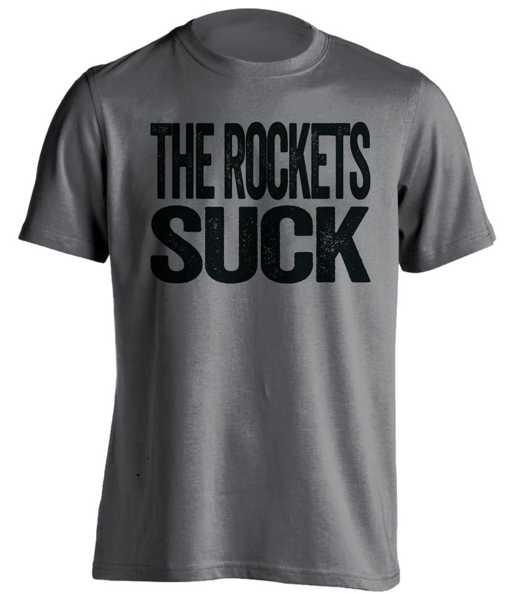 The Rockets Suck dark grey statement shirt for San Antonio Spurs fans rivalry tee by Beef Shirts