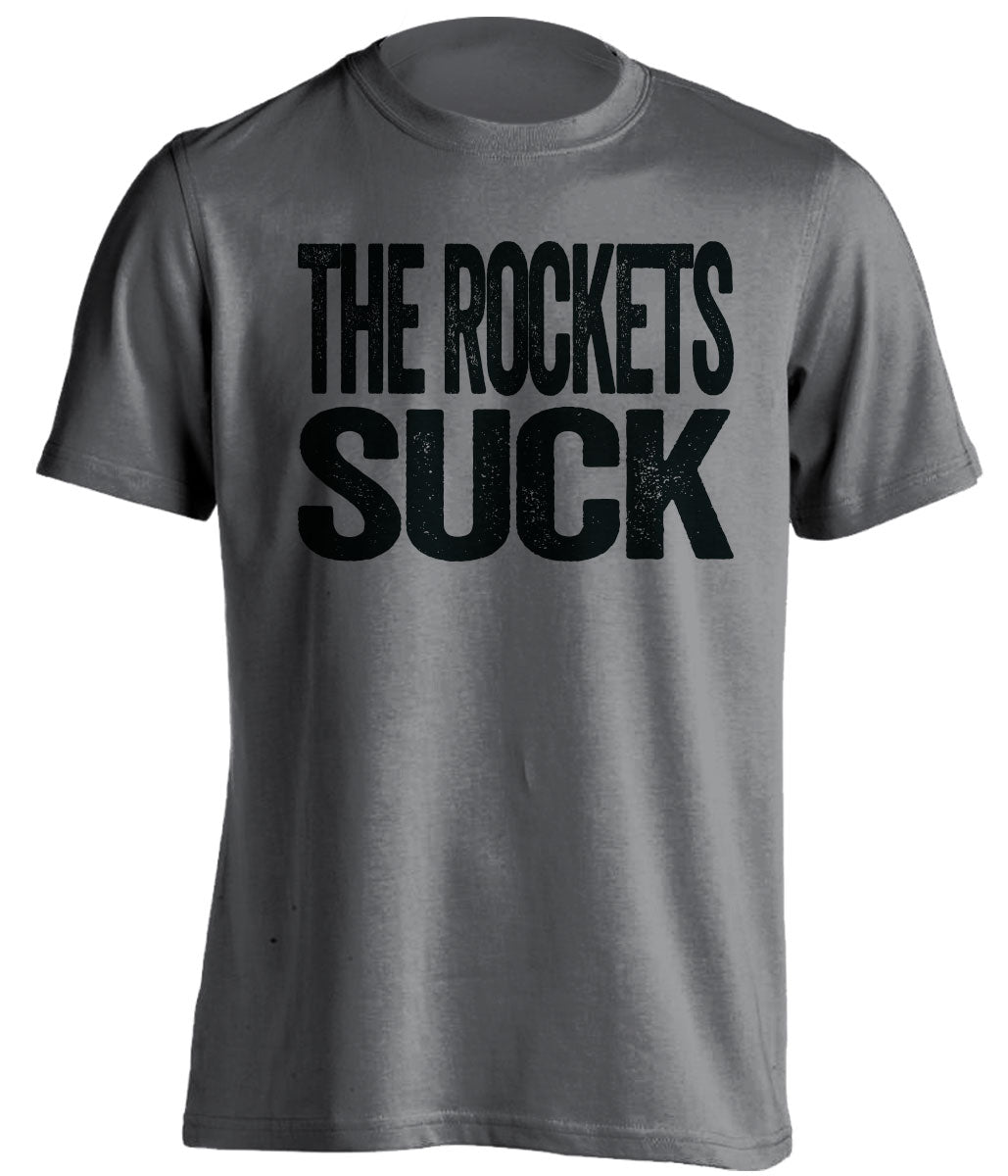The Rockets Suck dark grey statement shirt for San Antonio Spurs fans rivalry tee by Beef Shirts