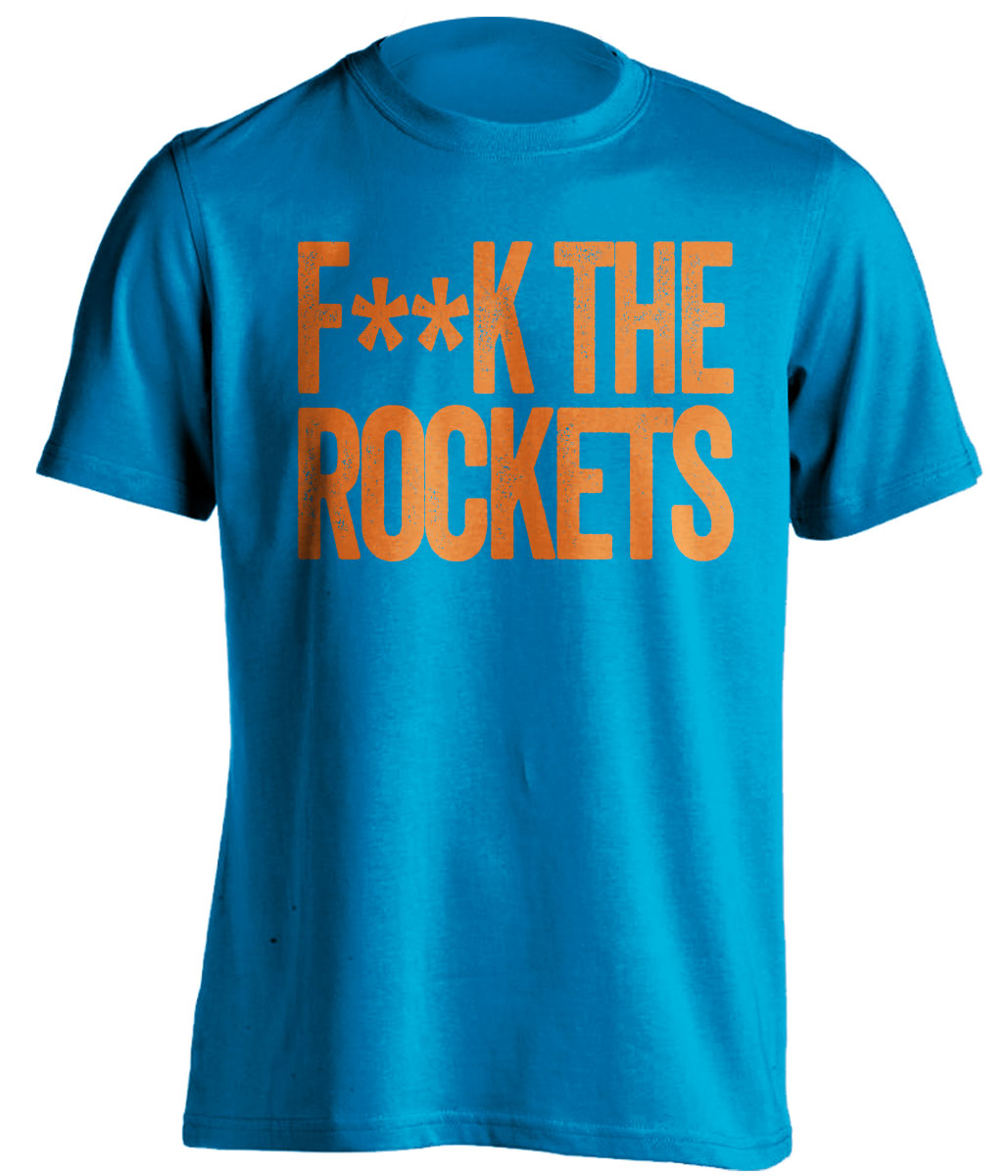 Fuck the Rockets Censored Blue Statement Tee for Oklahoma City Thunder Fans by Beef Shirts