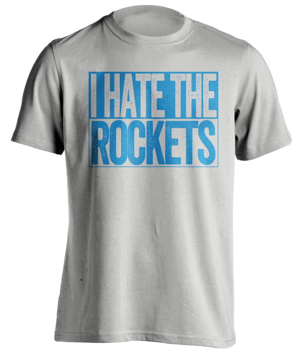 I Hate the Rockets grey box logo shirt for Oklahoma City Thunder fans gameday haters tee by Beef Shirts