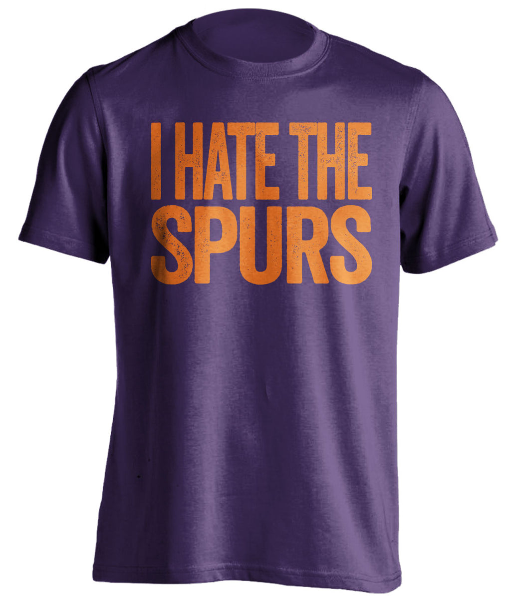 I Hate the Spurs purple statement shirt for Phoenix Suns fans gameday haters tee by Beef Shirts