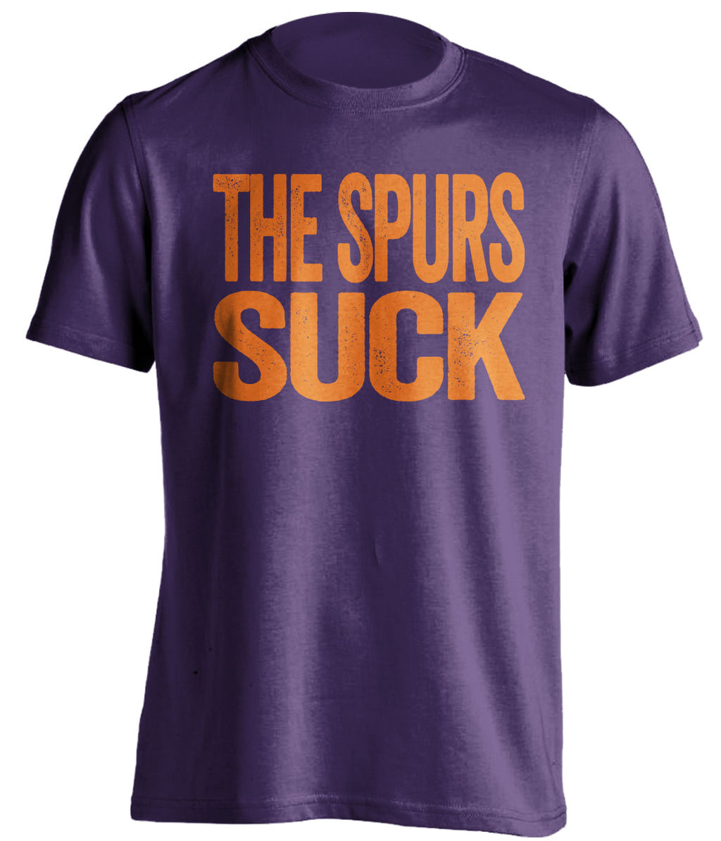 The Spurs Suck purple statement shirt for Phoenix Suns fans rivalry tee by Beef Shirts