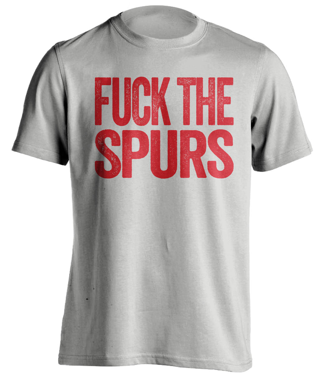 Fuck the Spurs Uncensored Grey Statement Tee for Houston Rockets Fans by Beef Shirts