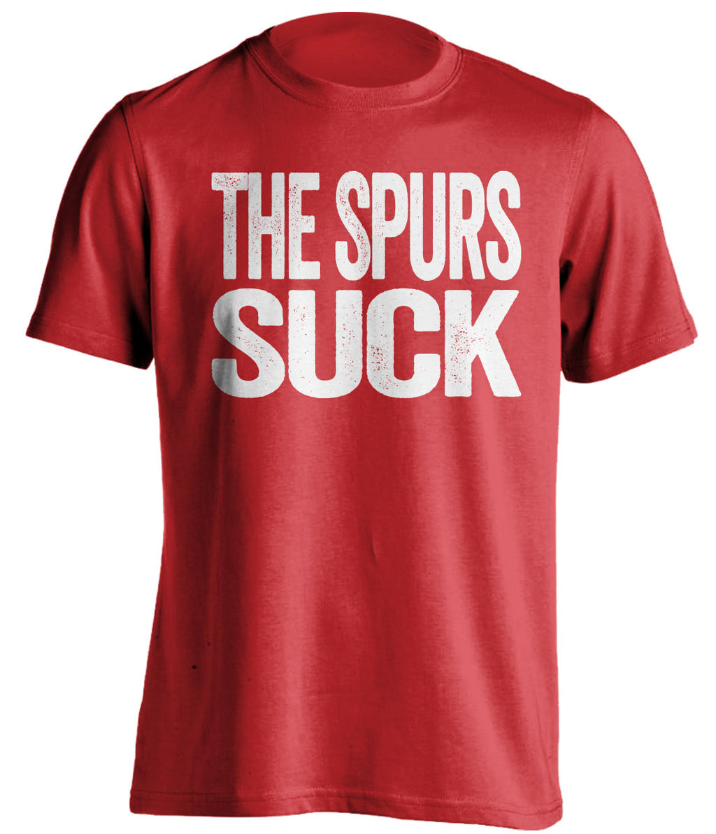 The Spurs Suck red statement shirt for Houston Rockets fans rivalry tee by Beef Shirts