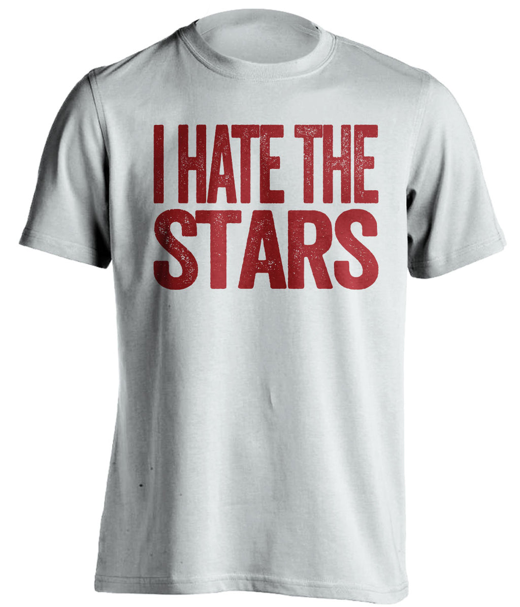 I Hate the Stars white statement shirt for Colorado Avalanche Fan gameday haters tee by Beef Shirts
