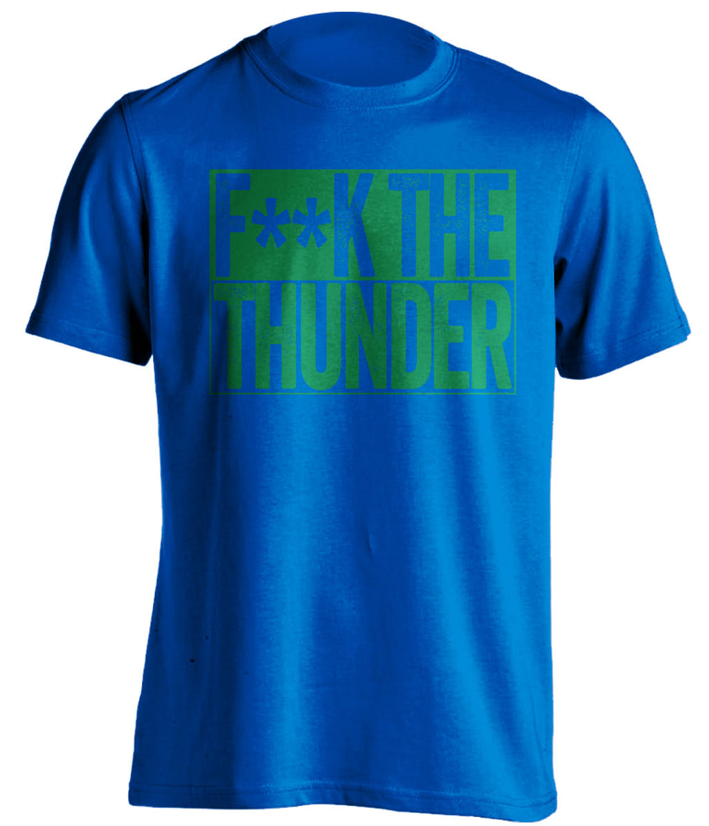 Fuck the Thunder Censored Blue Box Logo Shirt for Minnesota Timberwolves Fans by Beef Shirts