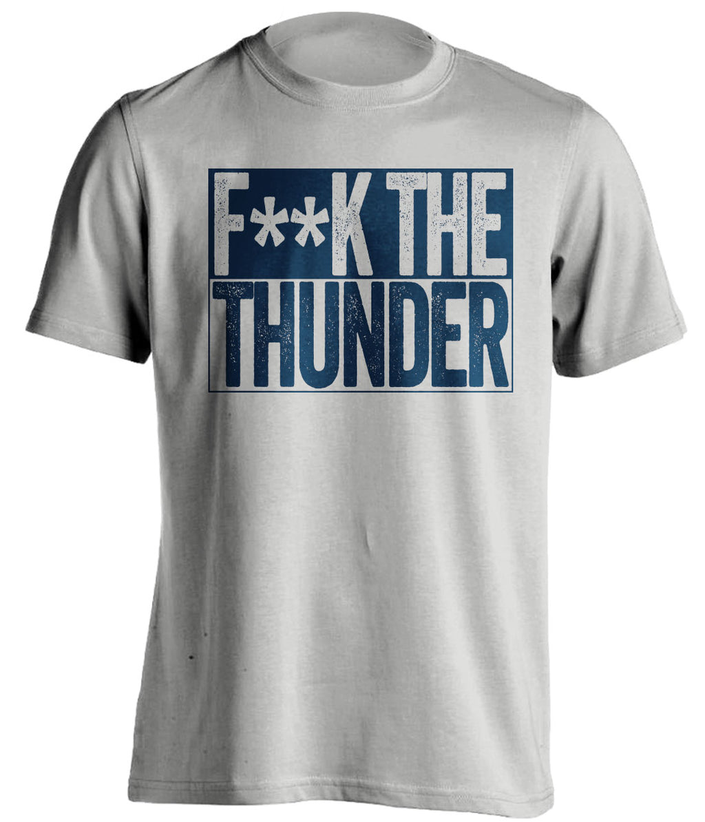 Fuck the Thunder Censored Grey Box Logo Shirt for Minnesota Timberwolves Fans by Beef Shirts