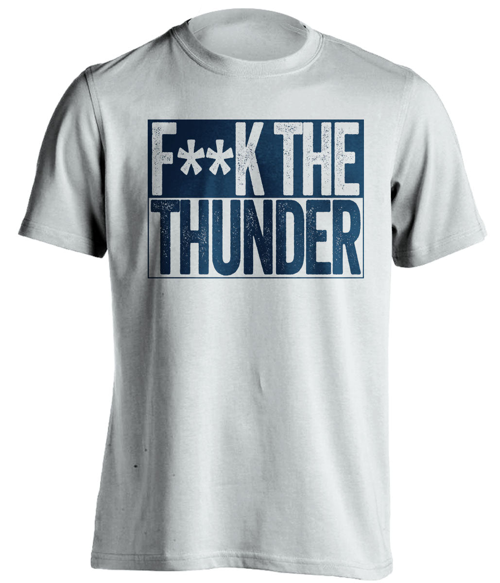 Fuck the Thunder Censored White Box Logo Shirt for Minnesota Timberwolves Fans by Beef Shirts