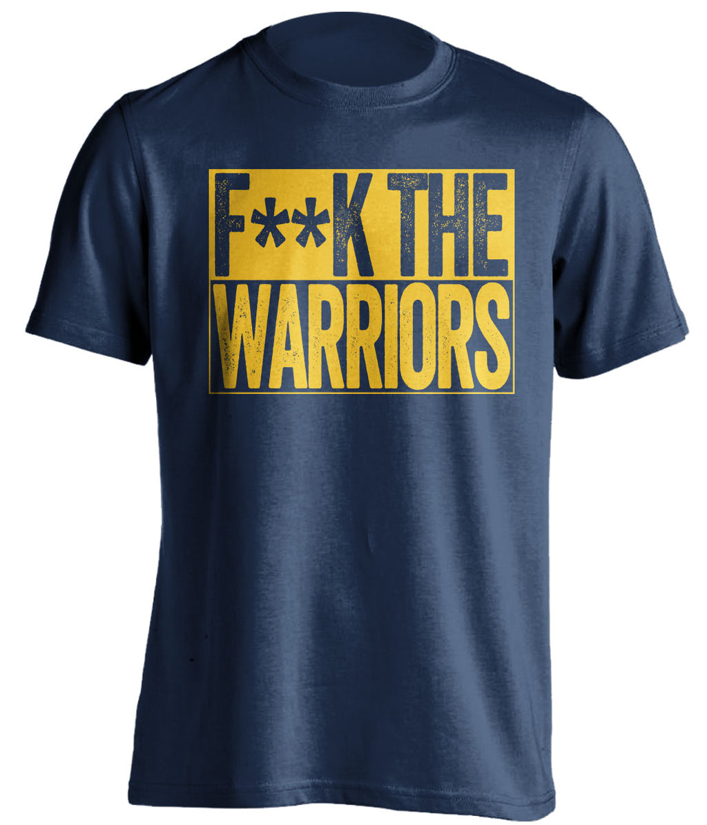 Fuck the Warriors Censored Navy Box Logo Shirt for Denver Nuggets Fans by Beef Shirts