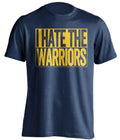 I Hate the Warriors navy box logo shirt for Denver Nuggets fans gameday haters tee by Beef Shirts