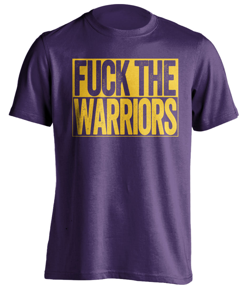 Fuck the Warriors Uncensored Purple Box Logo Shirt for Los Angeles Lakers Fans by Beef Shirts