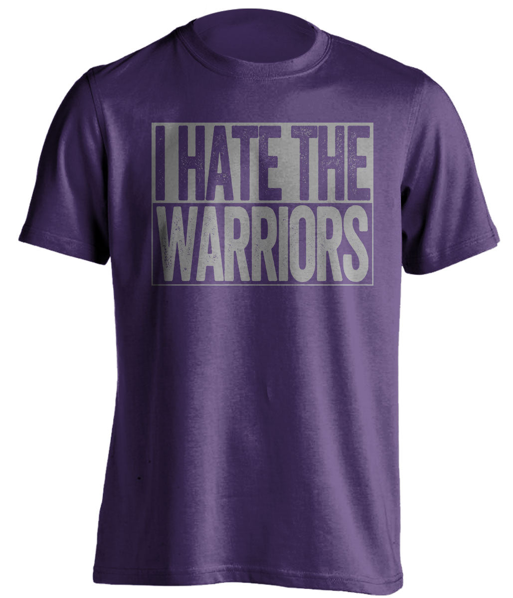I Hate the Warriors purple box logo shirt for Sacramento Kings fans gameday haters tee by Beef Shirts