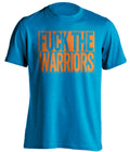 Fuck the Warriors Uncensored Blue Box Logo Shirt for Oklahoma City Thunder Fans by Beef Shirts