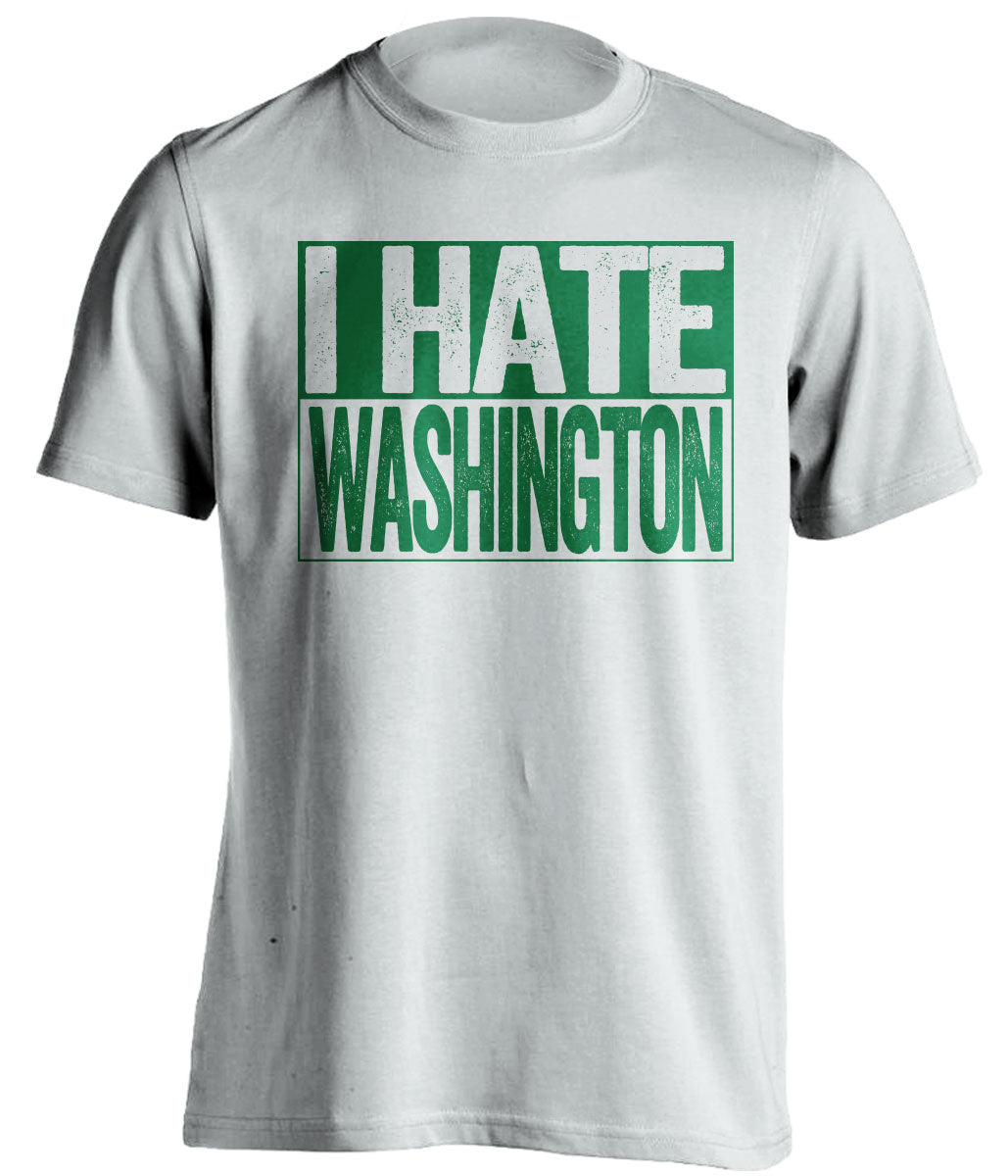 I Hate Washington White Box Logo Shirt for Philadelphia Eagles Fans Gameday Haters Tee by Beef Shirts