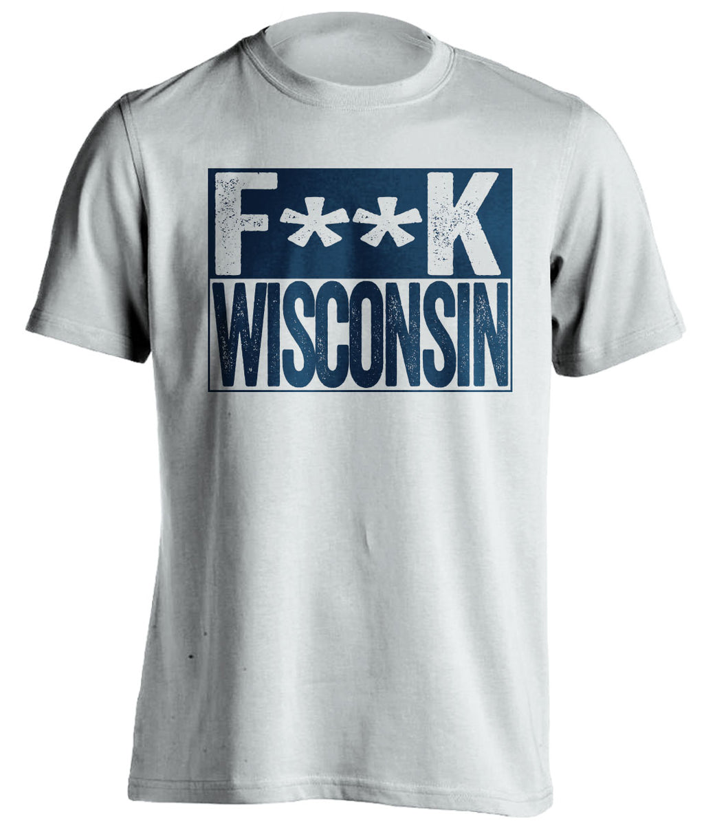 Censored White Fuck Wisconsin box logo shirt for Michigan Wolverines fans | Michigan rivalry tee by Beef Shirts