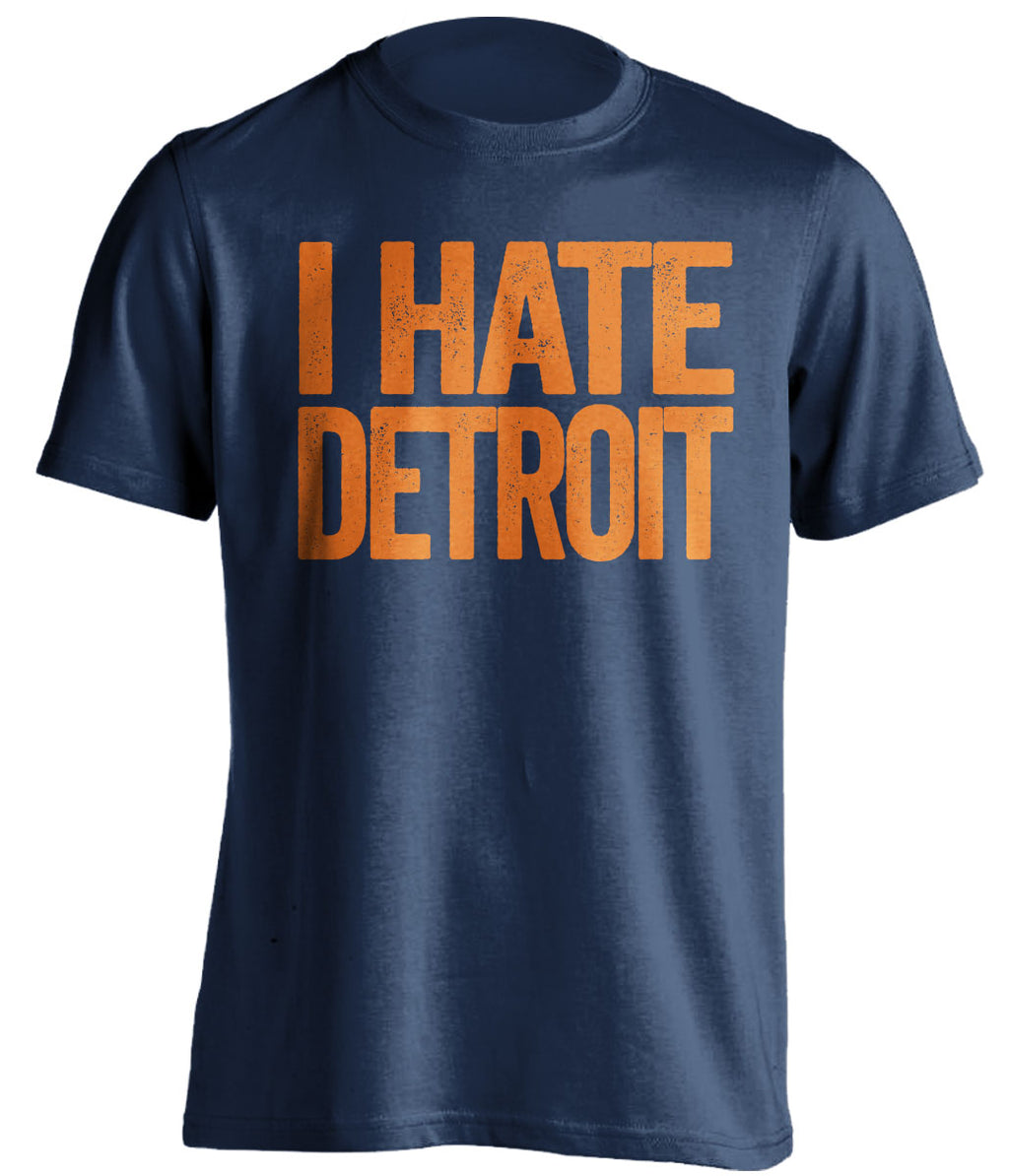 i hate detroit navy tshirt for chicago bears fans gameday haters tee