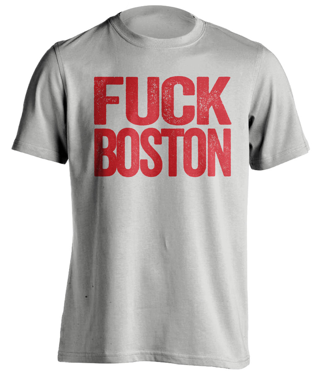 Fuck Boston - Boston Haters Shirt - Red and White - Text Design - Beef Shirts