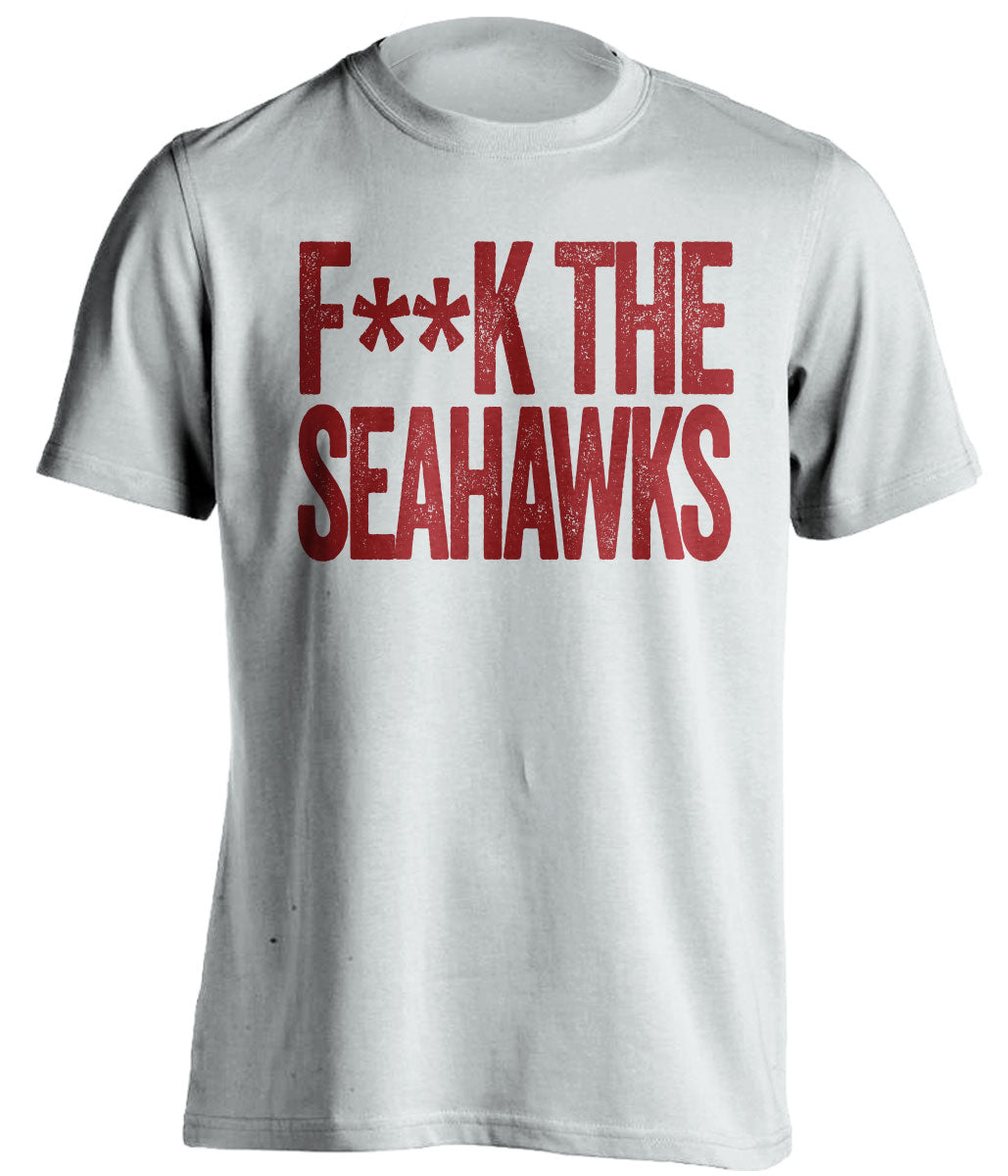 F*ck the Seahawks bold text white t-shirt for Arizona Cardinals fans - NFL rivalry shirt against Seattle