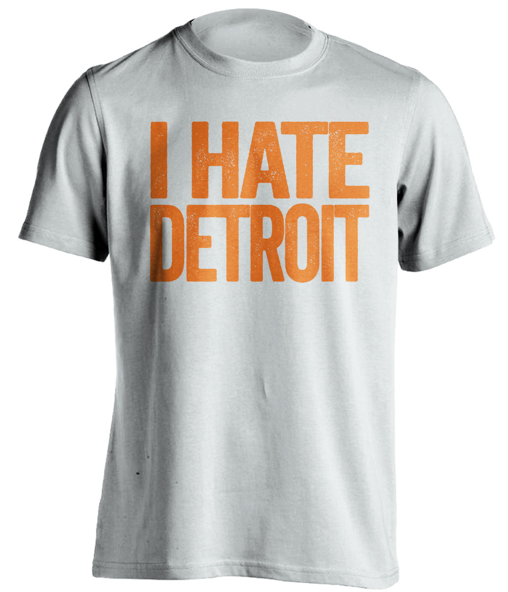 i hate detroit white tshirt for chicago bears fans gameday haters tee