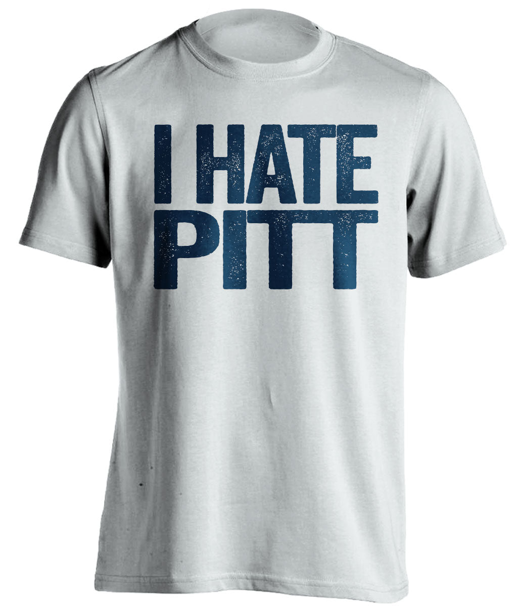 i hate pitt white tshirt for wvu west virginia mountaineers fans backyard brawl rivalry game