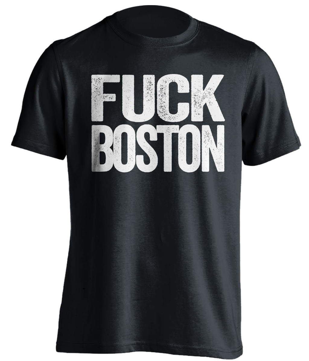 Fuck Boston - Boston Haters Shirt - Navy and White - Text Design - Beef Shirts