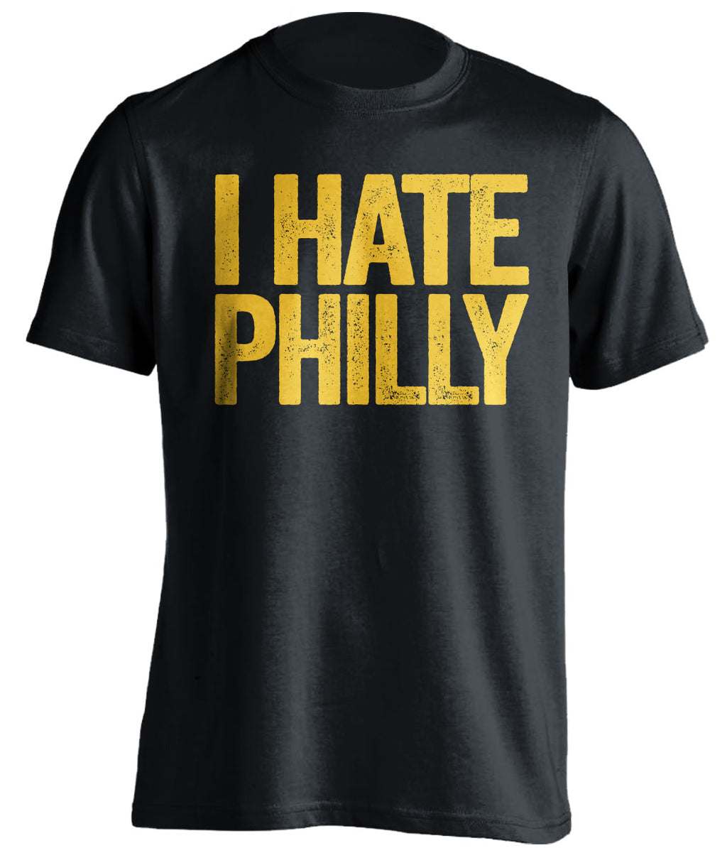 black tshirt that says i hate philly for pittsburgh sports fans