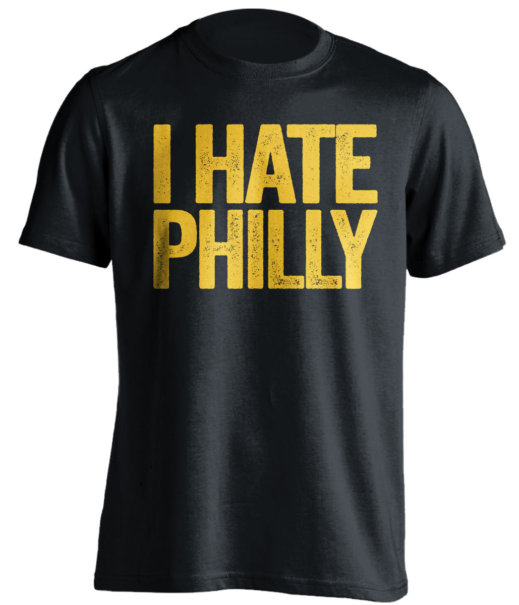 black tshirt that says i hate philly for pittsburgh sports fans