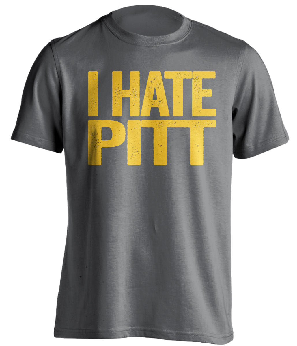 i hate pitt grey tshirt for wvu west virginia mountaineers fans backyard brawl rivalry game