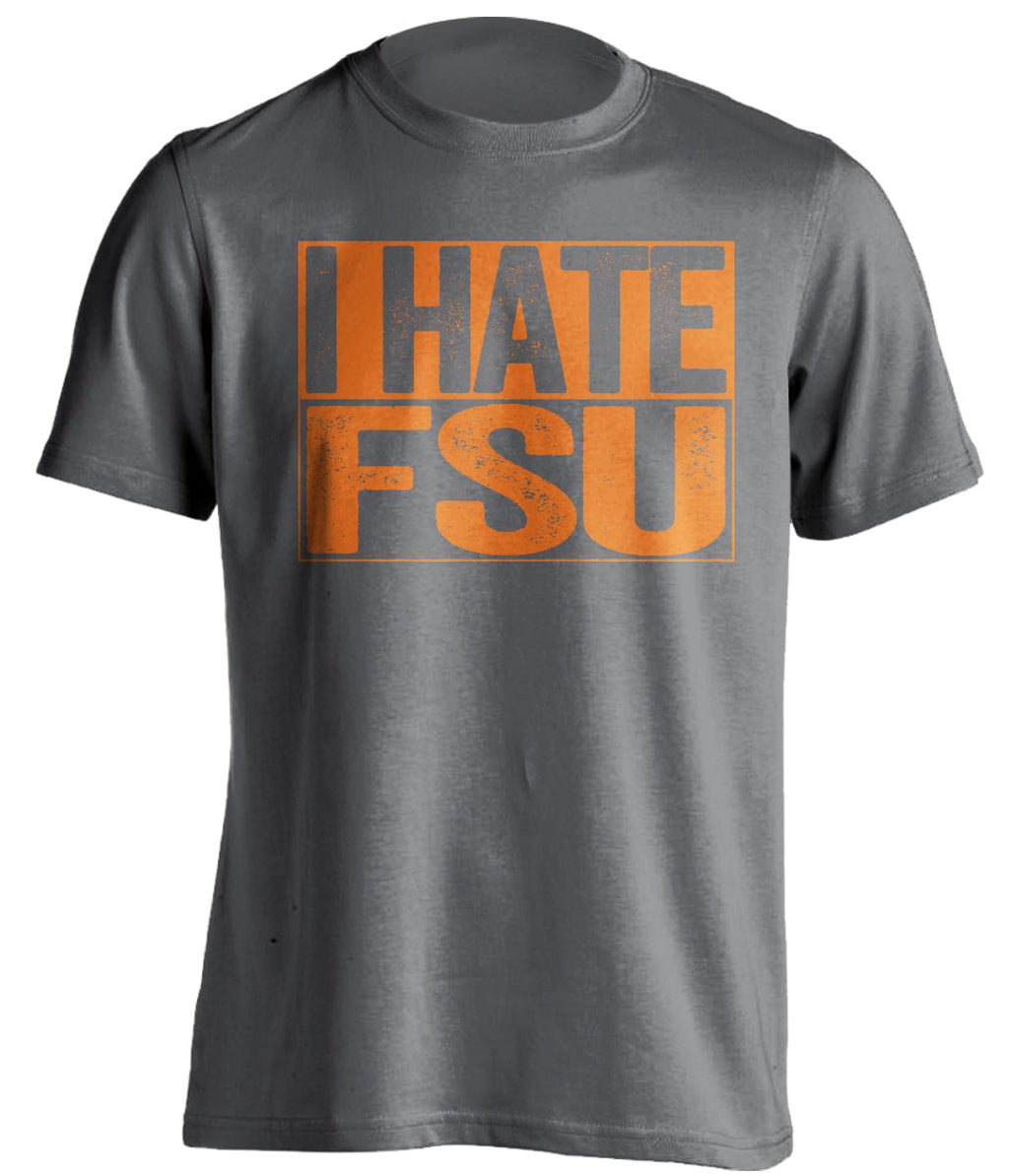 i hate fsu grey shirt for miami hurricanes fans haters tee