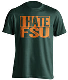 i hate fsu green shirt for miami hurricanes fans haters tee