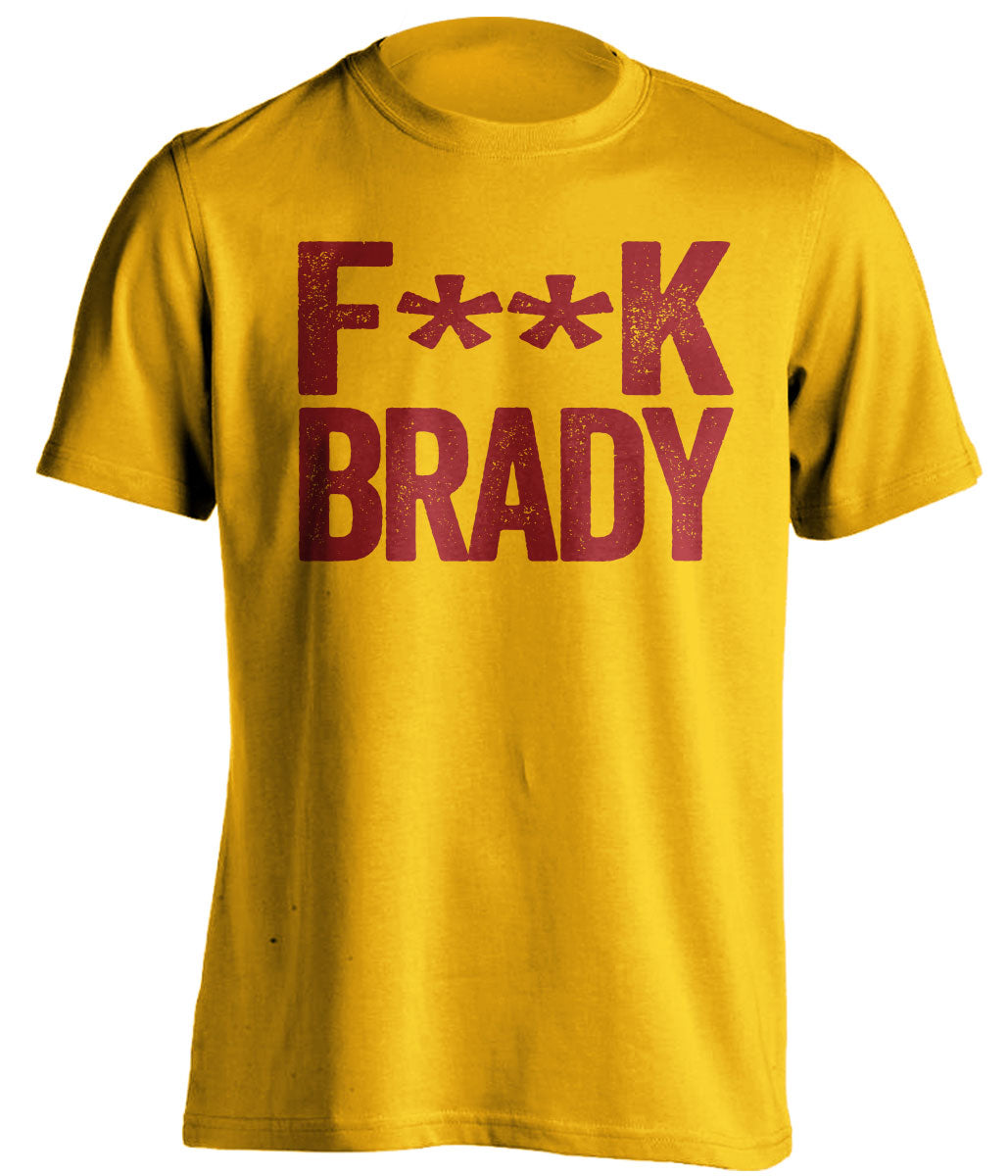 fuck brady red censored bold text on gold shirt for washington commanders fan