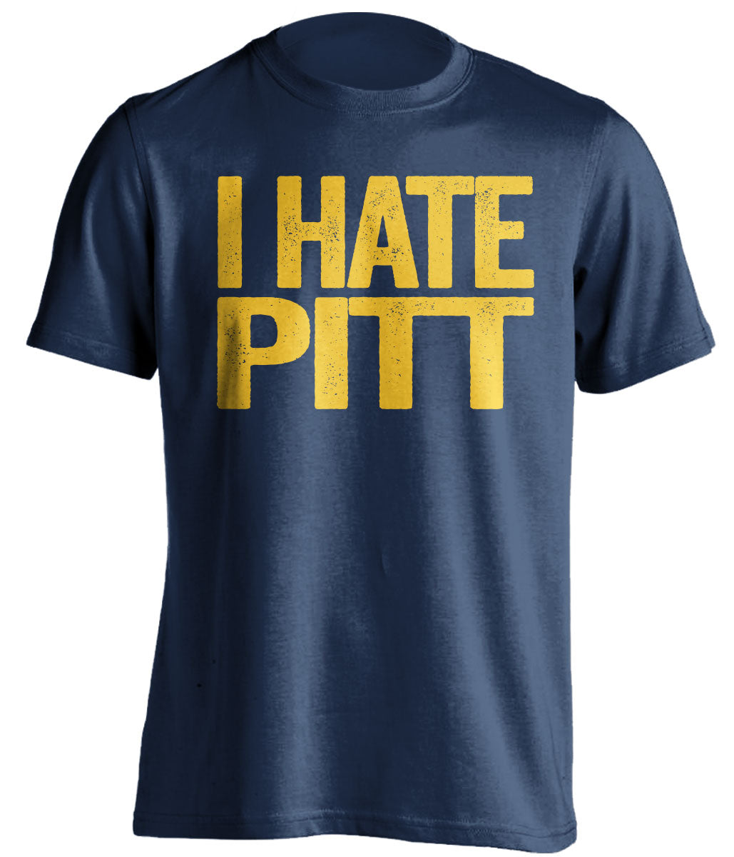 i hate pitt blue tshirt for wvu west virginia mountaineers fans backyard brawl rivalry game