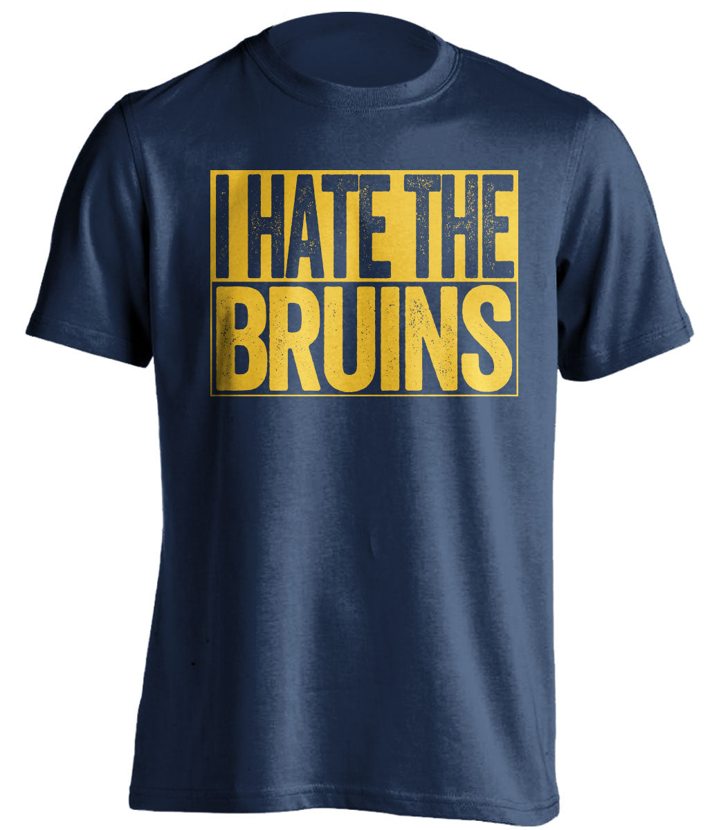 I Hate the Bruins navy shirt for Buffalo Sabres Fan gameday haters tee by Beef Shirts