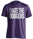 i hate the dodgers colorado rockies fan purple tshirt