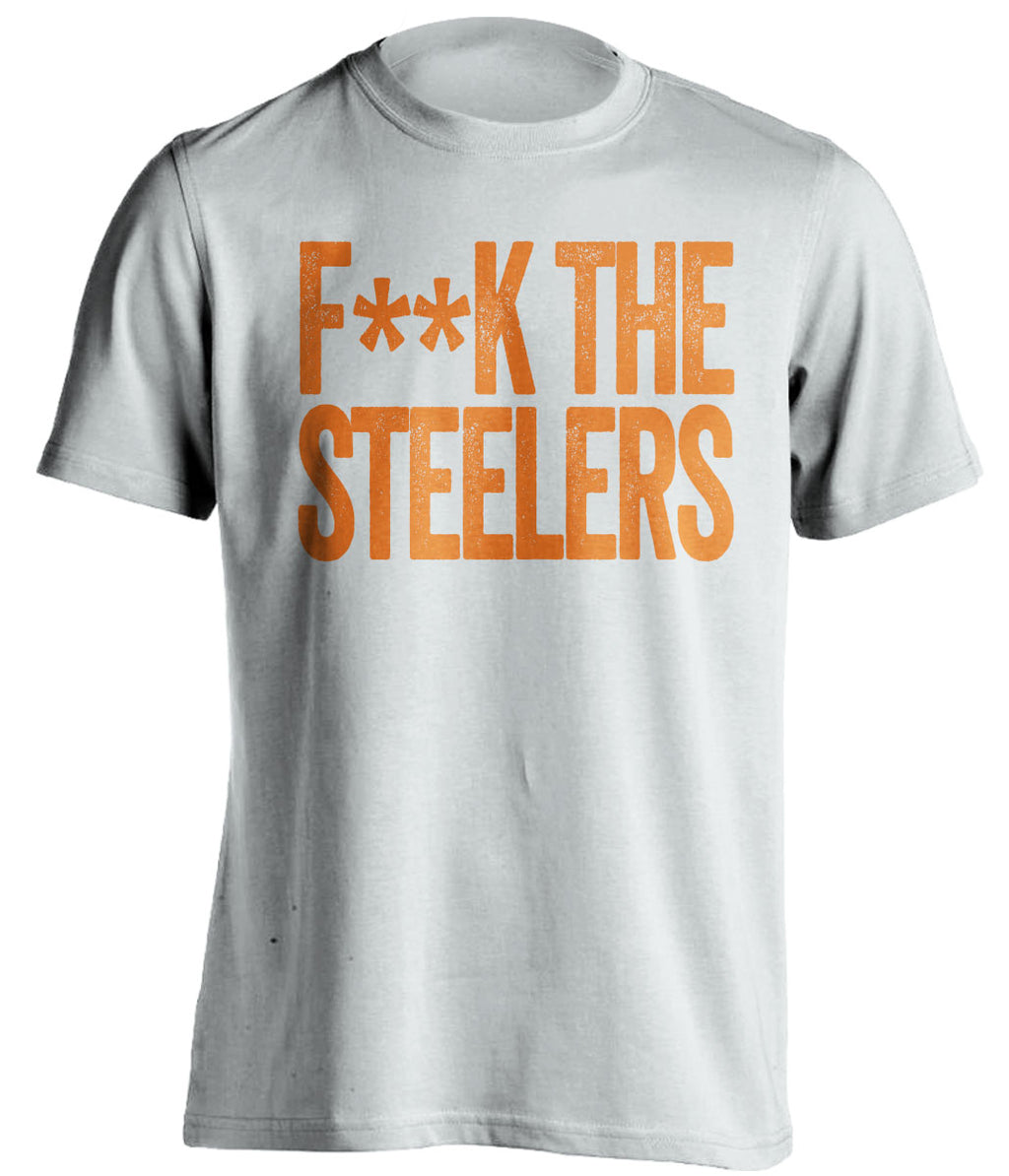 fuck the steelers censored white shirt cleveland browns fan tshirt