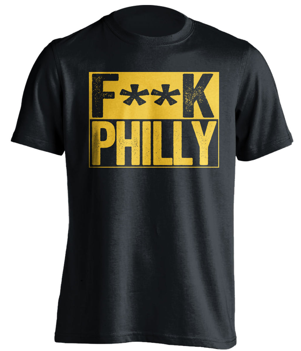 censored black shirt that says fuck philly for pittsburgh sports fans
