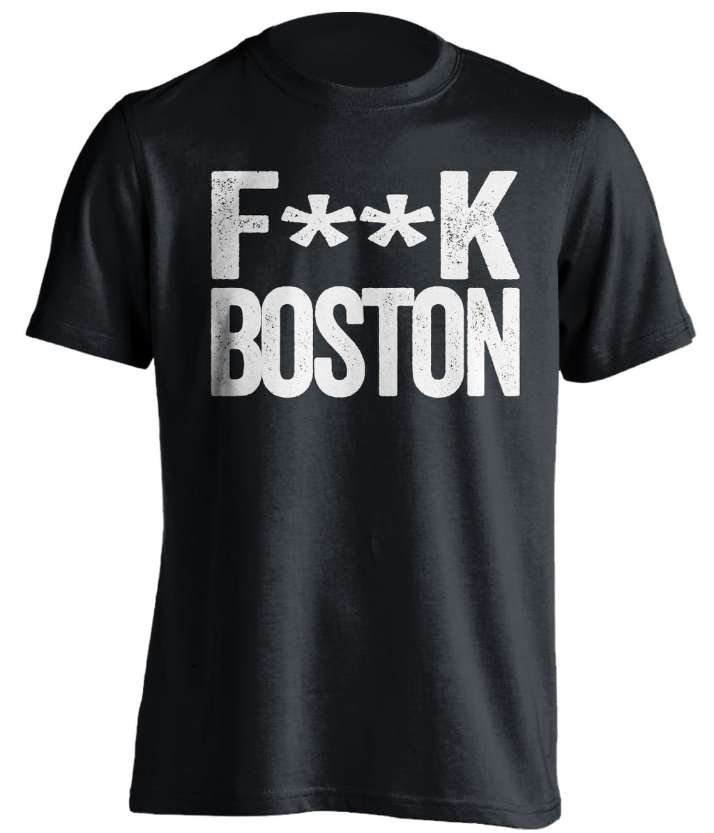 Fuck Boston - Boston Haters Shirt - Navy and White - Text Design - Beef Shirts