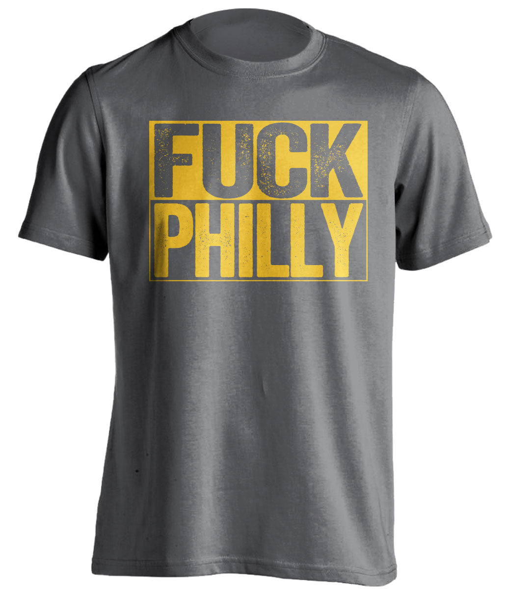 uncensored grey shirt that says fuck philly for pittsburgh sports fans