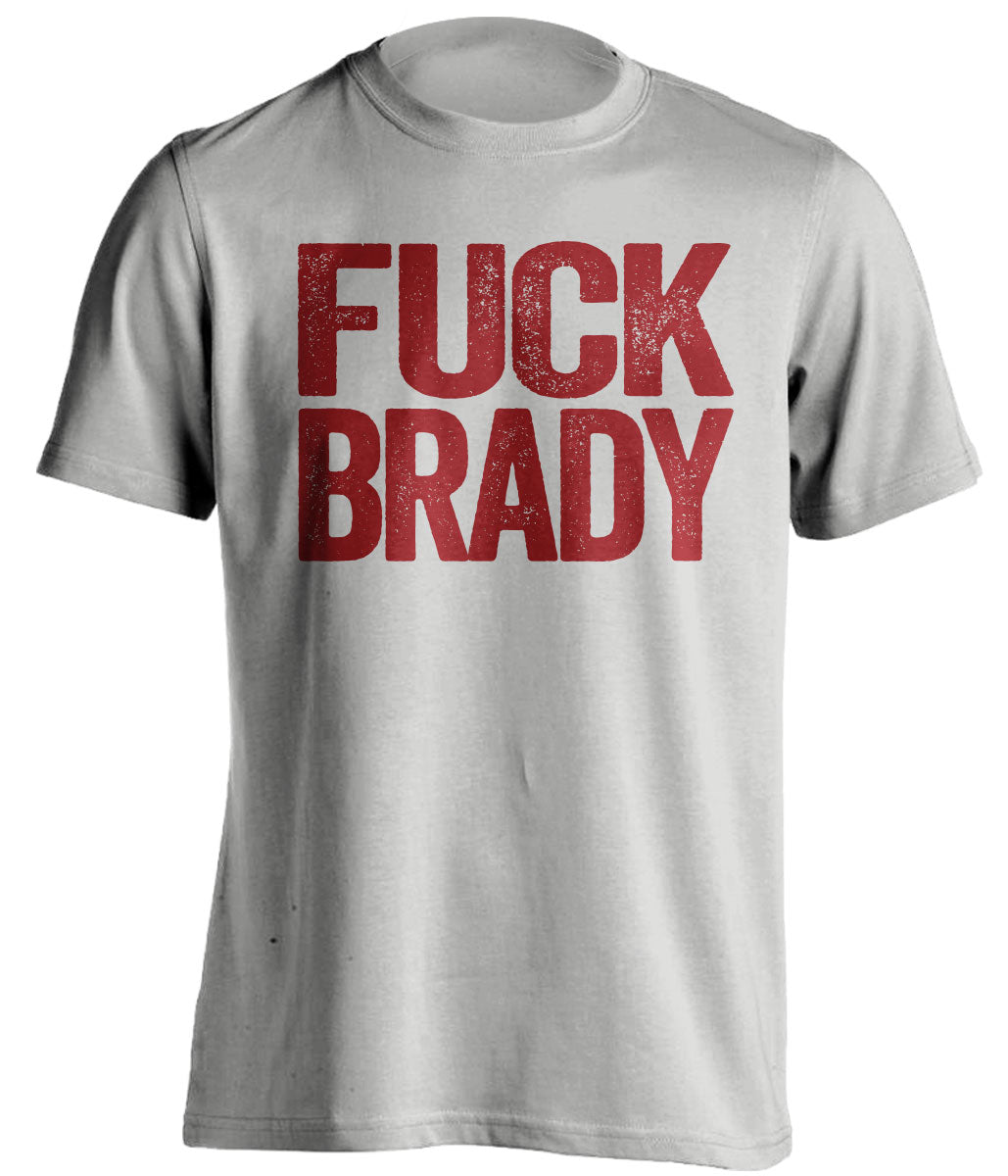 fuck brady red uncensored bold text on grey shirt for washington commanders fan