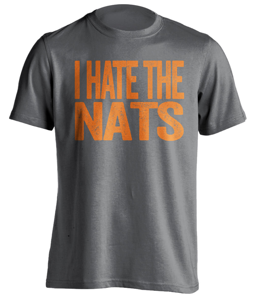 I Hate the Nats grey statement shirt for New York Mets Fan gameday haters tee by Beef Shirts