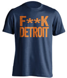 fuck detroit censored navy tshirt for chicago bears fan gameday haters tee