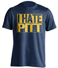 i hate pitt blue shirt for wvu west virginia mountaineers fans backyard brawl rivalry game