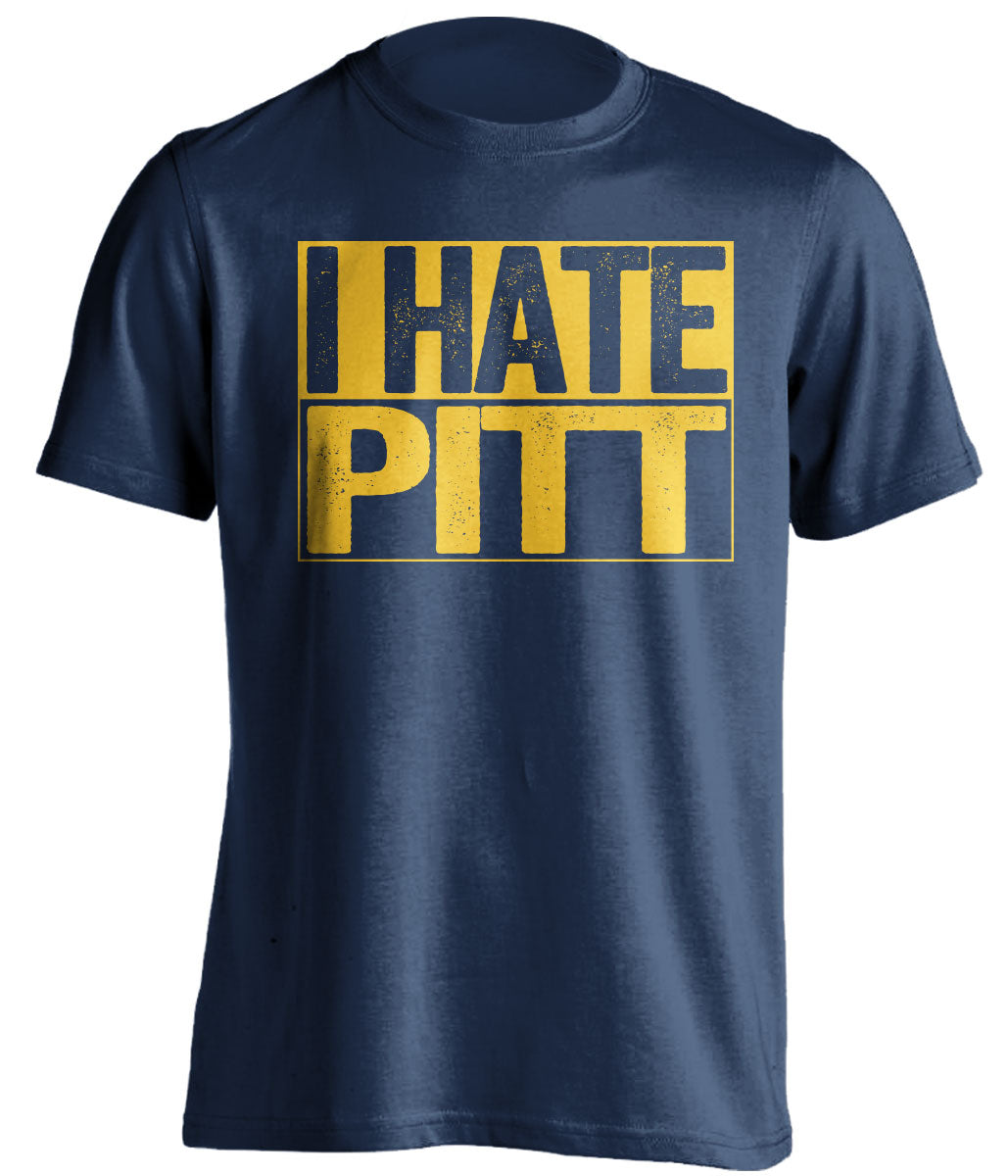 i hate pitt blue shirt for wvu west virginia mountaineers fans backyard brawl rivalry game