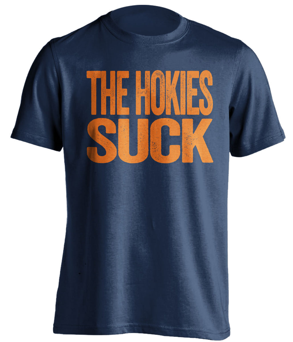 The Hokies Suck navy blue statement shirt for Virginia Cavaliers Fans haters gameday tee by Beef Shirts