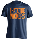 i hate the packers navy tshirt for chicago bears fans haters rivalry tee