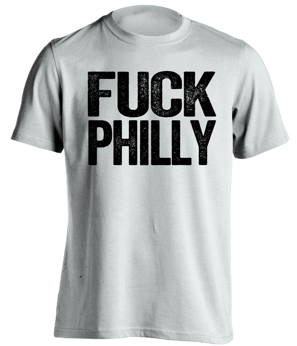 uncensored white tshirt that says fuck philly for pittsburgh sports fans