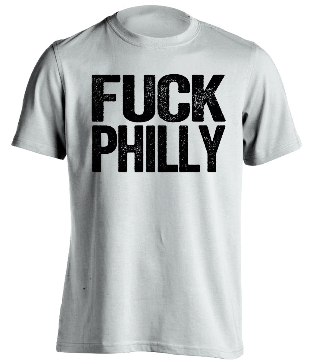 uncensored white tshirt that says fuck philly for pittsburgh sports fans