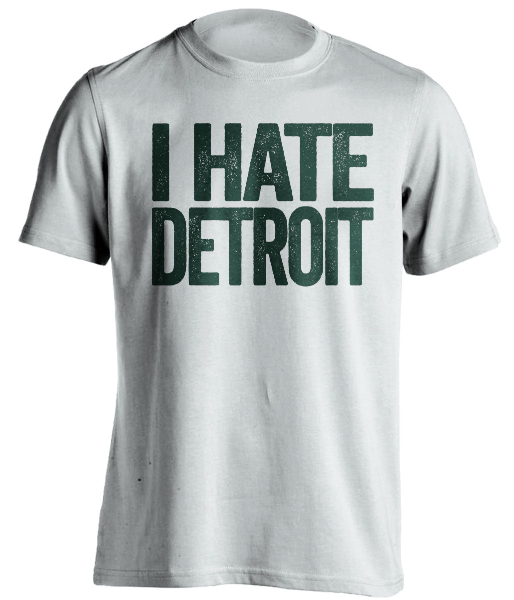 i hate detroit white tshirt for green bay packers fan gameday haters tee